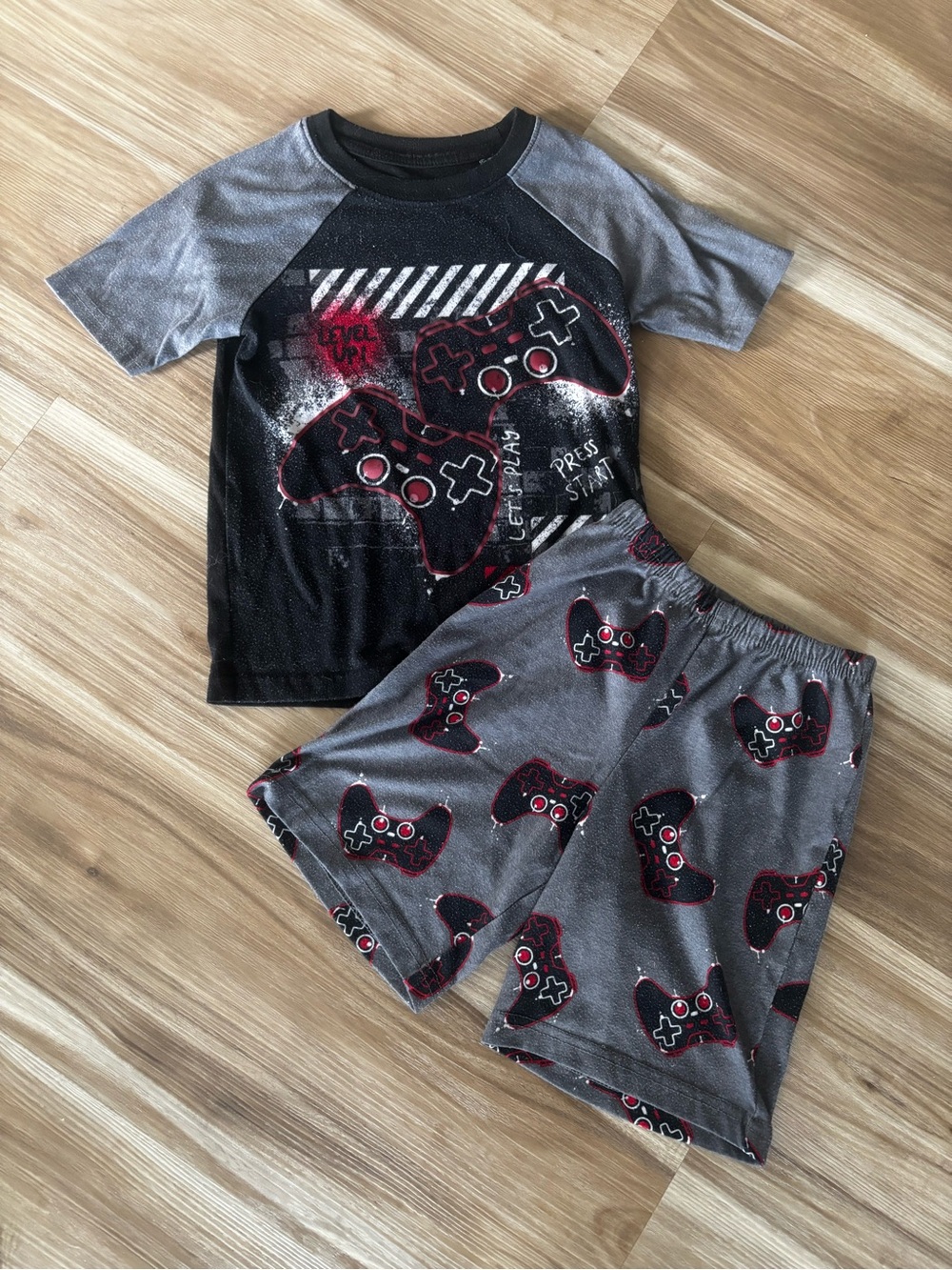 wonder nation Black and Gray Gaming Controller Pajama Set